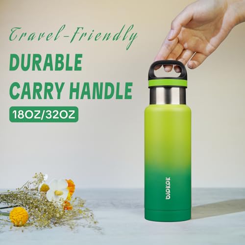 Image of BJPKPK Insulated Water Bottle 18OZ Stainless Steel Water Bottle with Handle Double Walls Vacuum Insulated BPA Free Flask, Bamboo Grove