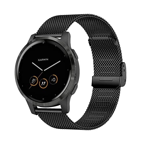 KoGiio 18 mm Metal Strap Compatible with Huawei Watch GT4 41mm/Garmin Venu 3S/Forerunner 265S/255S Music/255S/Vivoactive 4S 40mm /3S 39mm /Venu 2S/Active S/Move 3S, Replacement Bracelet Black