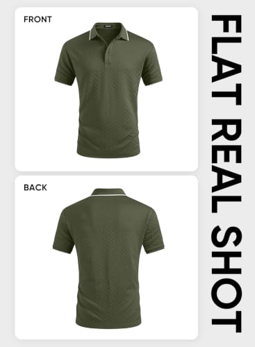 Image of JMIERR Mens Casual Polo Shirt Short Sleeve Vacation Button Summer Beach Knit Stretchy Golf Shirts