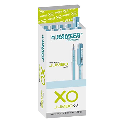 Image of Hauser Germany XO Jumbo Gel Pen Box Pack | Water Proof Ink For Smooth Flow System | Comfortable Grip With Smudge Free Writing | Smooth, Sturdy & Refillable Pen | Blue Ink, Pack of 10 Pens