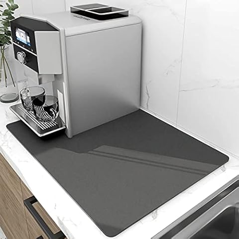 Acidea Coffee Maker Mat for Countertop, 16"x24" Hide Stain Anti-Slip Rubber Backed Absorbent Dish Drying Mat for Coffee Bar Accessories Fit Under Coffee Pot Espresso Machine, Table Mat for Kitchen Cover