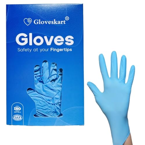 GLOVESKART® MULTI-PURPOSE DISPOSABLE GLOVES (4 Colours), ISO IAF Certified, Food Grade, Powder Free, Waterproof, Exact Quantity Count (Sky Blue, Large, 20 pcs)