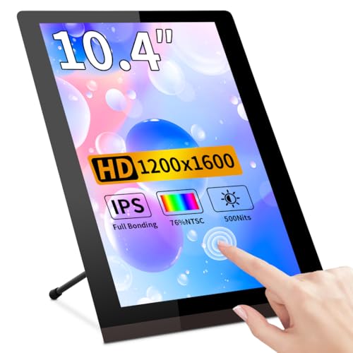 Image of Touch Screen Display 10.4″, IPS 1200:1600 3:4 Vertical Mini HDMI Screen, 500nits Outdoor Readable Industrial Monitor, Second External Monitor for Laptop Rasp Pi AIDA64 STEM DIY