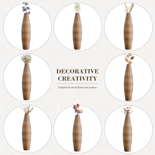 Image of Large Hand-Woven Bamboo Floor Vase, Tall Home Decor Floor Vase for Fake Flower Dried, Flower Holder for Living Room, Bedroom, Dining Room, Entryway, Hallway (Pattern Beige, Bottle)