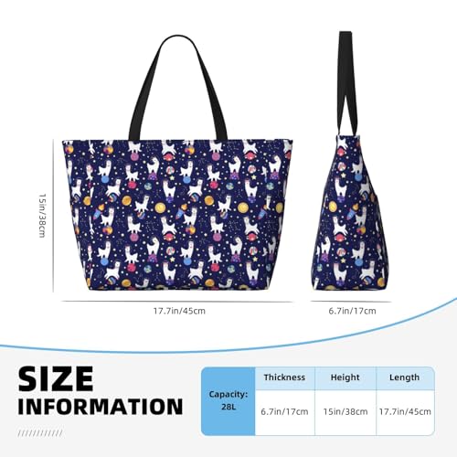 Large Beach Bags Water-resistant Sandproof - Cute Alpaca Starry Sky Planet Cute Beach Tote Bags for Women with Zipper2