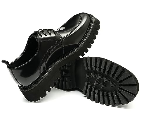 Santimon Mens Oxfords Formal Dress Patent Leather Oxfords Fashion Thick Sole Derby Comfortable Business Casual Wedding Tuxedo Prom Shoes for Men4