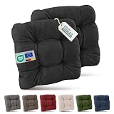 Beautissu 2er Set Premium Stuhlkissen 40x40 cm Anthrazit – UV beständig & Robust Sitzkissen Outdoor 8 cm dick Polster für Balkonstühle – Gartenstuhl Sitzpolster Stuhl Kissen Indoor – HighLux SK