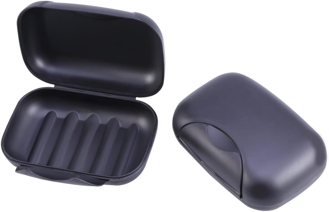 PRETYZOOM Creative Portable Soap Case Travel Friendly Leakproof Soap Dish Box for Outdoor Activities Hiking Camping Home Use Black Holder