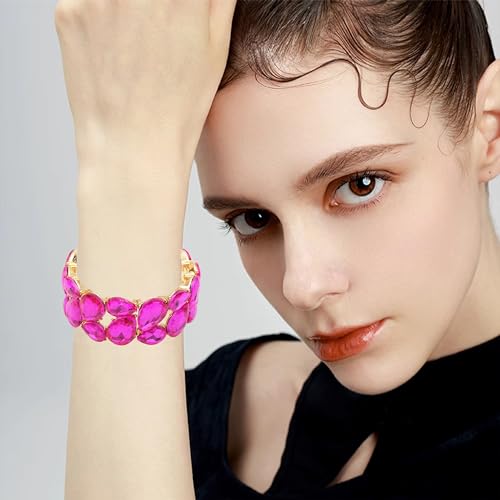 Austrian Teardrop Crystal Bracelet Elastic Stretch Bangle Bracelet for Bride Art Deco Elegant Party Wrist Jewelry for Woman #BA0052