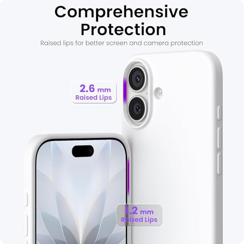 Image of DIZORO Compatible with iPhone 17 Case 6.3, Slim Liquid Silicone 3 Layers Full Covered Soft Gel Rubber Phone Cases Protective Back Cover 6.3 Inch - White