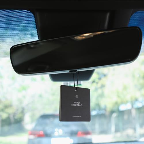 Image of Doctor Aromas Hanging Long-Lasting Car Perfume & Air Freshener - Tea, Rose & Sandalwood Fragrance - Odor Eliminator Auto Hanging Diffuser for Vehicle, 4 Pack (Blanc)
