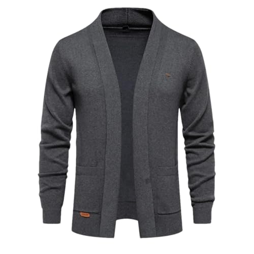 Men's Casual Open-Front Cardigan Sweater with Pockets Long Sleeve Lightweight Knitted Cardigan for Daily Wear