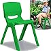 Kinderstuhl mit gummierten Füßen bis 100kg belastbar stapelbar und kippsicher Indoor und Outdoor geeignet (aus Kunststoff) (Grün)