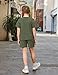 Arshiner Girl's 2 Piece Outfits Summer Fashion Short Sleeve Tops and Shorts with Pockets Kids Clothing Set Army Green 7-8Y