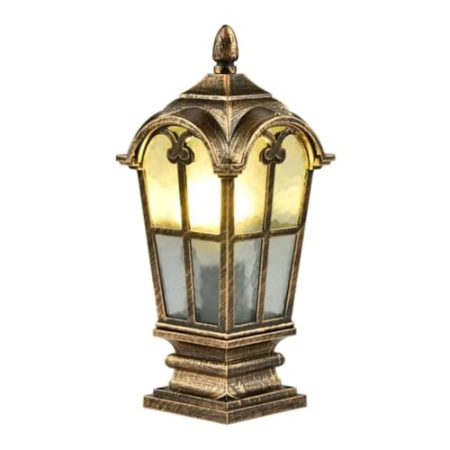 Image of Glowave Decorative Outdoor Bronze Square Post Light Pillar Light Column Light, Waterproof Lantern Post for Patio or Fench Deck, Doorway Porch Pillar Lamp - Warm White (P-6711-BG)