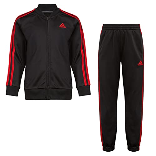 Image of adidas boys Zip Front Classic Tricot Jacket and Joggers Set