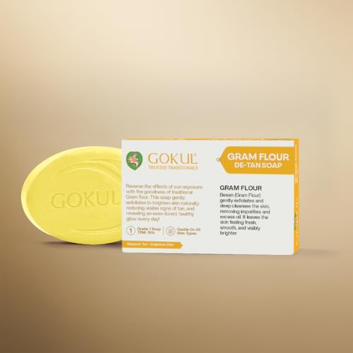 Image of GOKUL Gram Flour | Skin Brightening, Dark Spots, Pigmentation & Tan Removal Bathing Soap For Men & Women | 75gm (Pack of 1)