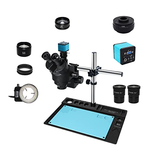 u 3.5X-90X œ_AY[Ǒ 38MP HDMI USB Microsopio J 1/2 CTV A_v^[ Big Workbench w/Black aluminum pad(VGA 0.5X C mount)