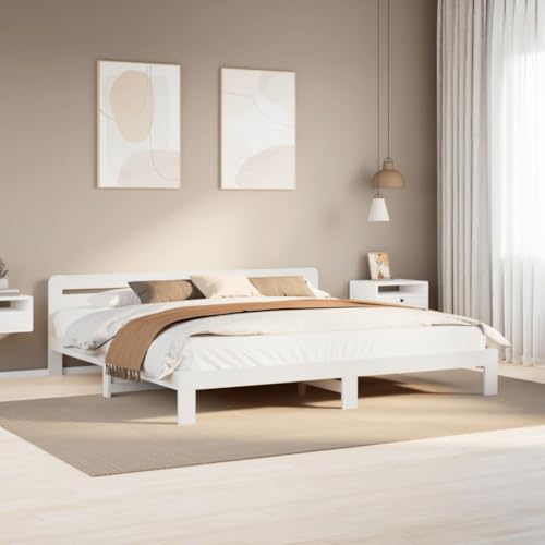 Refined Estructura de Cama sin colchón Madera Maciza Blanca 200x200 cm