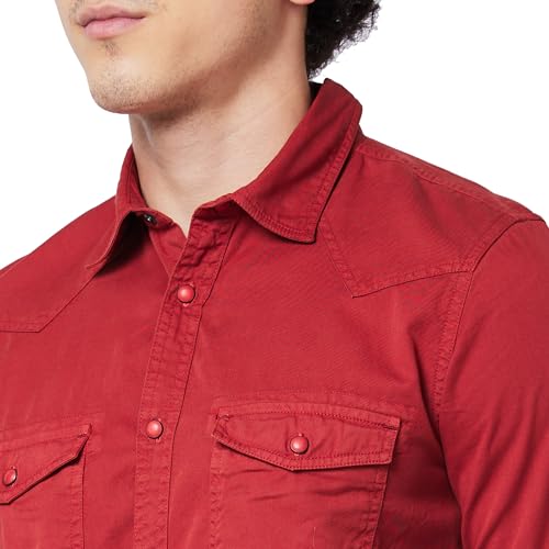Image of Spykar Men's Regular Fit N /A Full Sleeve Solid Casual Shirts