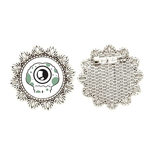 Broche de plata de flores y alienígenas medium para lucir en chaquetas y eventos culturales