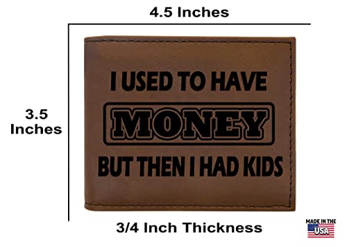 Rogue River Tactical Funny Dad Joke Men's Leather Bifold Wallet RFID Gift For Him Dad Father Billfold Father's Day Gift Used to Have Money Buy Then I Had Kids3