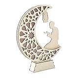 [Thème Eid Mubarak] : les ornements en bois Ramadan Mubarak, avec des formes traditionnelles d'étoile et une lettre évidée du Ramadan, peuvent être utilisés pour décorer votre maison.