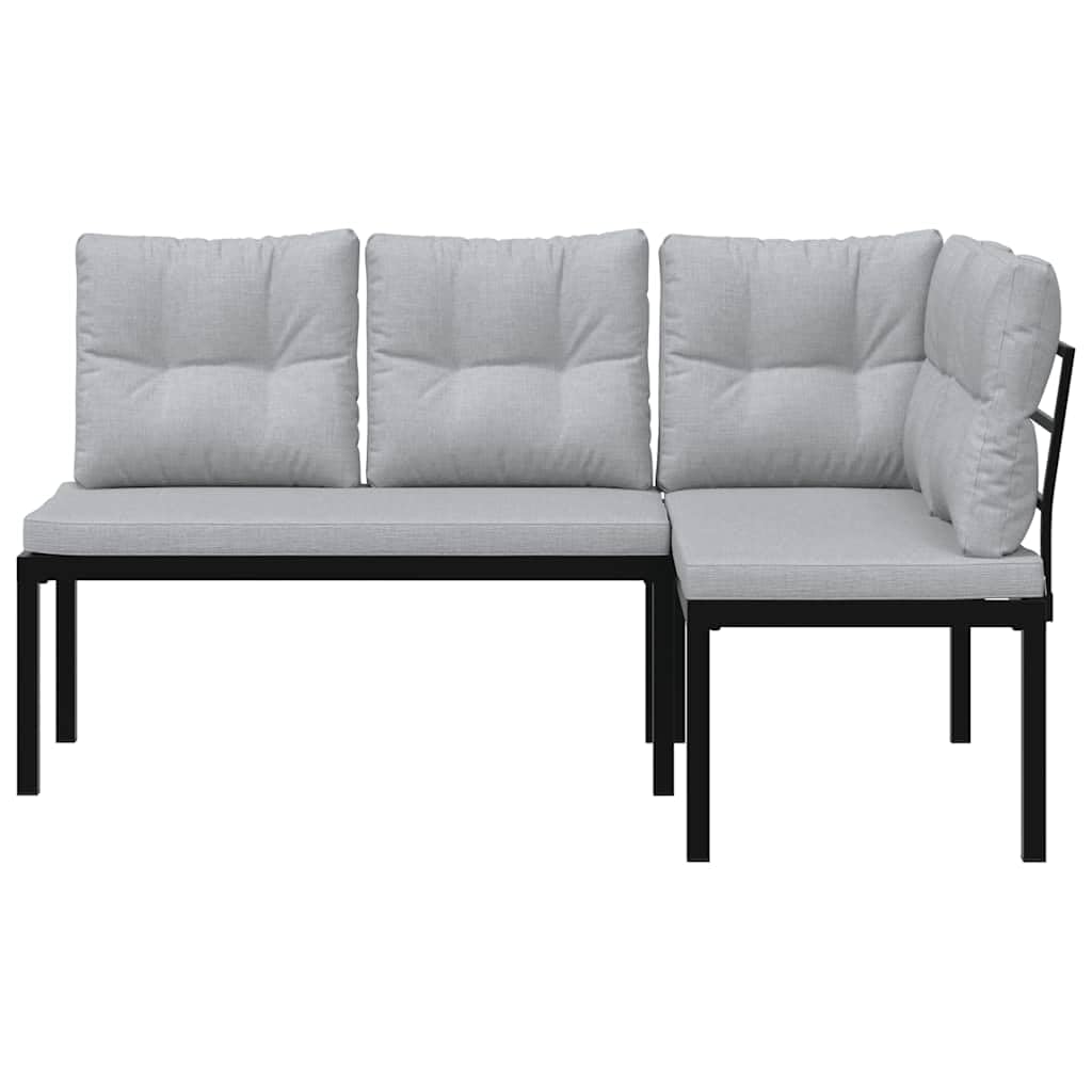 vidaXL Panche Giardino con Cuscini 2pz Nere Acciaio Verniciato Polvere
