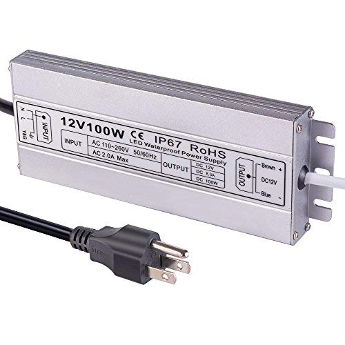 Miniatura 2 de Idealy Controlador LED de 12 V CC 8.33 AMP 100 W, fuente de alimentación LED impermeable IP67 Adaptador de transformador de bajo voltaje, salida de