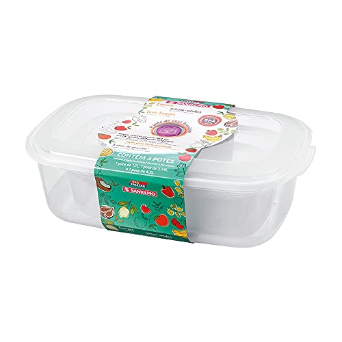 Conjunto de Pote 3 Peças Retangular 4,5 Litros Sanremo