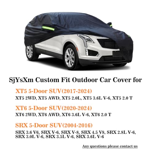 Image of Custom Car Cover Compatible with Cadillac XT5 2026-2017 /XT6 2026-2020 /Lyriq Lyriq-V 2026-2023 /Optiq 2023-2026, Waterproof All Weather Covers with Cotton Lining, Rain Snow Sun UV Cover Outdoor