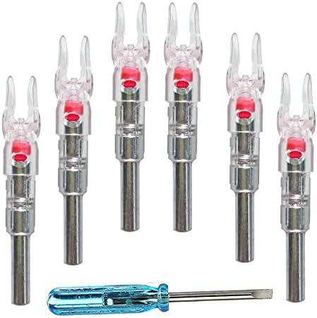 HUNTER ACTION 6PCS S Lighted Nocks for Arrow Archery Nocks Hunting LED Arrow Nocks Fits for Arrows with 0.244''/6.2mm Inside Diameter(Red)