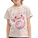 GWDDCMGYH Boys Short Sleeve Crewneck Shirts Axolotl Print Sports Active Athletic Shirt Tops Summer Casual Basic Tops for Girls All Holidays Blouse