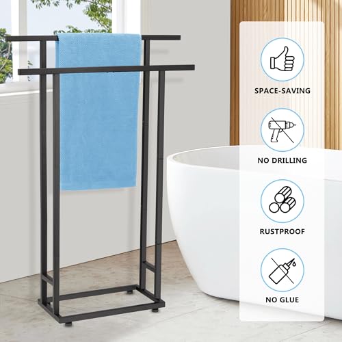 2-Tier Tall Towel Rack for Bathroom...