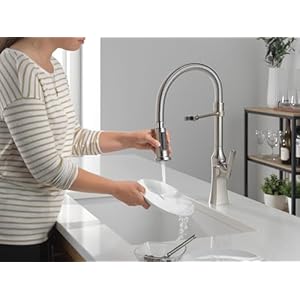 Delta faucet ermelo pro commercial style kitchen faucet with pull down sprayer brushed nickel commercial kitchen faucet spring kitchen faucet kitchen sink faucet stainless 18887 ss dst  urban country home decor