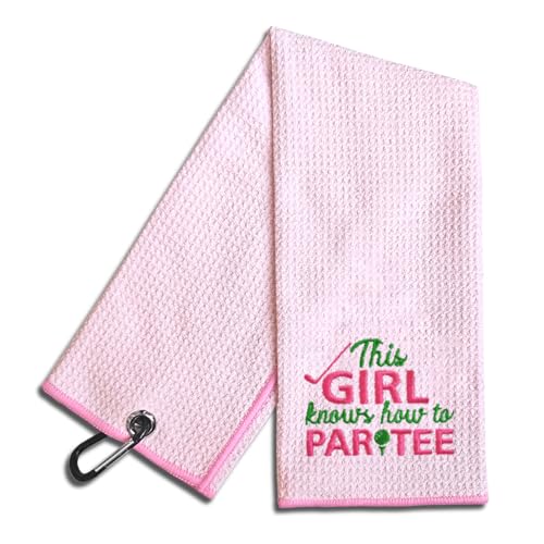 WUUCKOO This Girl Knows How to Par Tee Embroidered Pink