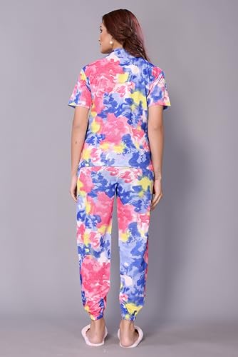 Image of VJ Fashion Women's Cotton Lycra Tie-Dye Payjama Set|Co-ord set|Night Suit Set |Night Dress |Lounge Wear|Full Pair Set for Women Night Dress