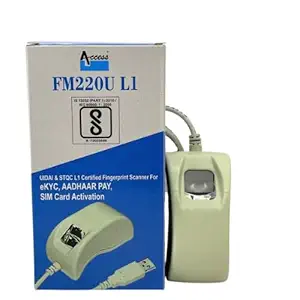 Startek FM220U L1 Single Fingerprint Biometric Thumb Scanner | 1 Year RD Service Registration | Highly Secured and Safe Data Capture | Radium Box
