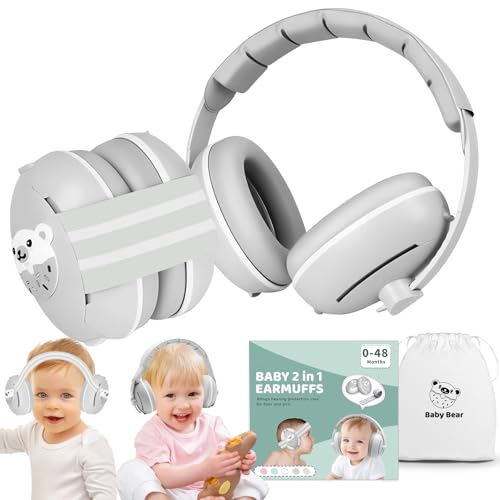 Oskuglin Casque Anti Bruit Bébé 2 en 1, Protection Auditive Réglable 0-48 Mois pour Nouveau-Nés et Tout-Petits,...