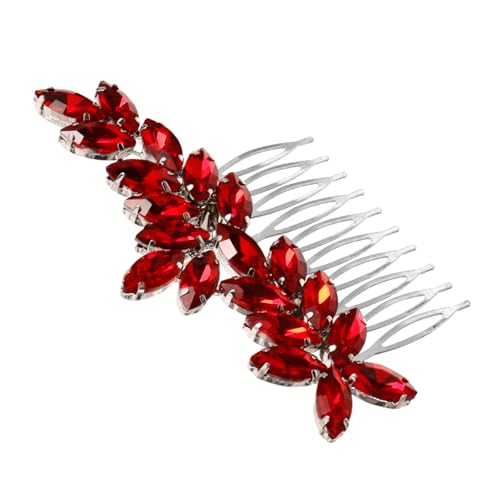 ブライダル帽子 ブライダルヘアコーム 結婚式のヘアアクセサリー 結婚式用のヘアコーム 髪の櫛 ラインストーン ラインストーンヘアサイドコーム くし 亜鉛合金 赤 PAMINGONO