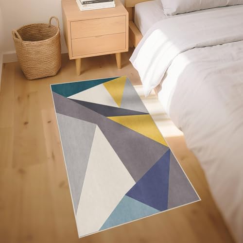 Tapis gris vert 200x260cm antidérapant avec motif géométrique moderne