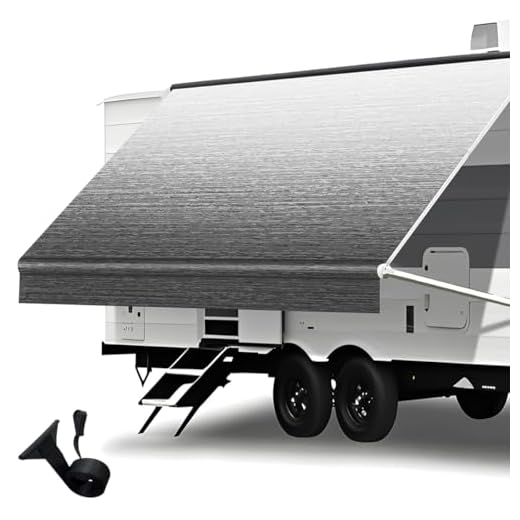 Heavy Duty RV Awning Fabric Replacement - 19.5oz Vinyl Camper Awning - Waterproof & UV-Resistant - Universal Canopy for Camper, Trailer and Motorhome (Black Fade, 19FT(Fabric 18'2"))