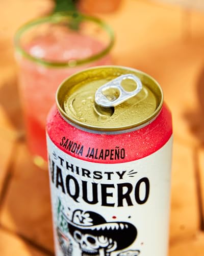 Image of Thirsty Vaquero, Variety Pack, Mexican-inspired soda, Real Fruit Juice & Savory Spices, Organic Agave, Low Calorie | Lime, Salt & Chile, Watermelon Jalapeno, Mango Habanero (12-Pack | 16Oz Cans)