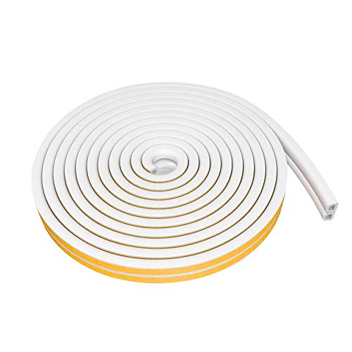XEUYUTR Seal Weather Stripping for Doors/Windows, Insulation Weatherproof Doors and Windows Soundproofing Seal Strip, Collision Avoidance Rubber Self-Adhesive Weatherstrip, 1 Pack(33 Feet Long, White)