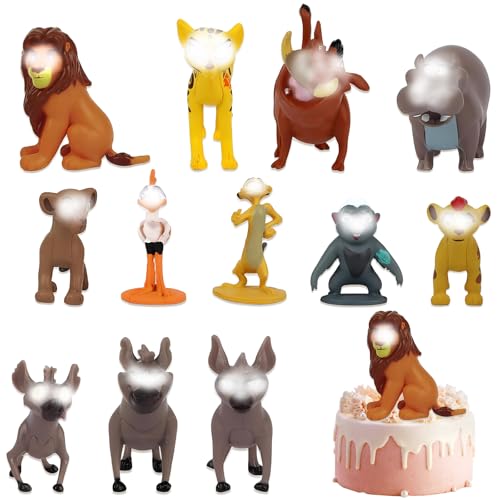 Bogoro Mini Figuras MuñEcos Tarta Lion King Figure Tartas Rey LeóN Cake Toppers Lion Mini Juego Fxiguras Tartas Lion King para Niños, Decoración de Pastel de Cumpleaños (Figuras Tarta-Animal)
