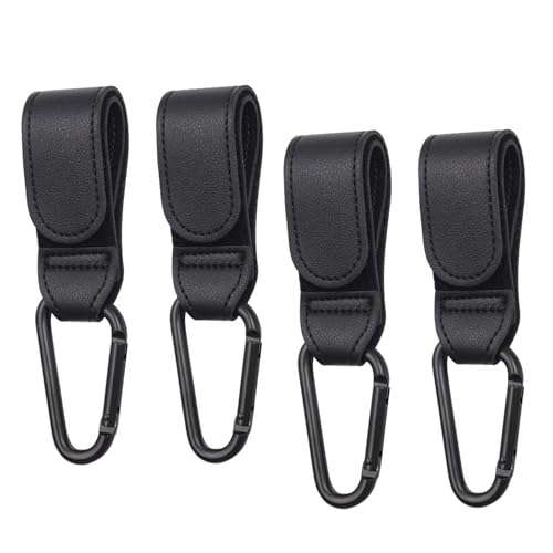 4 Stück Kinderwagen Haken, Haken für Kinderwagen in Lederoptik Anhänger für Kinderwagen in Universeller Passform Taschenhalter Für Wickeltasche Zum Aufhängen von Taschen Rucksäcken Geldbörsen Usw