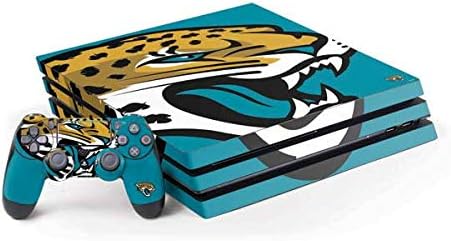 Skinit Decal Gaming Skin Compatible with PS4 Pro Console and Controller Bundle - Officially Licensed NFL Jacksonville Jaguars Large Logo Design