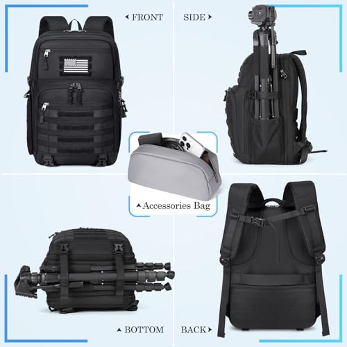 SDYSM Camera Backpack Bag Professional for DSLR/SLR Mirrorless Camera Waterproof 15.6 inch Tactical Camera Bags for Photographers with Rain Cover, Tripod Holder, Small Bag Photography Backpack Case by SDYSM - Image 9