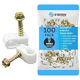 STEREN Coaxial Cable Clips - Cable Holder - Wire Clips - Siding Clips for Hanging - Cord Holder for Desk - Cable Clamps (White, 100 Count - Single Screw)