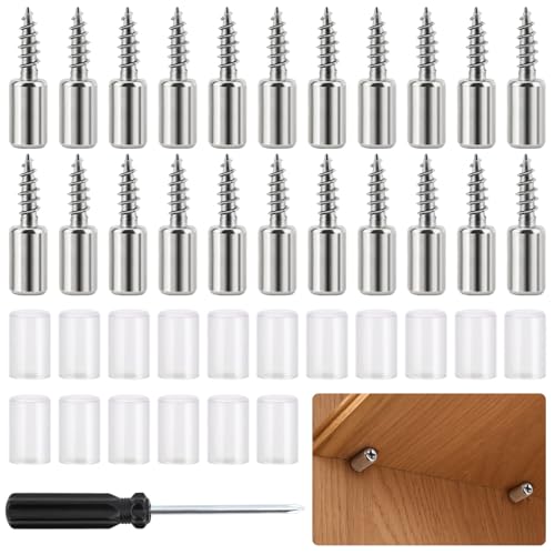 50 PCS Shelf Support Pegs, Shelf Pins, Shelf Support Pins 7mm Studs Self-Tapping Cupboard Shelf Pegs, Shelf Pegs for Furniture Kitchen Cabinet Bookcase Closet Wardrobe(with Screwdriver)
